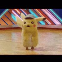 dancing pikachu from the movie Detective Pikachu